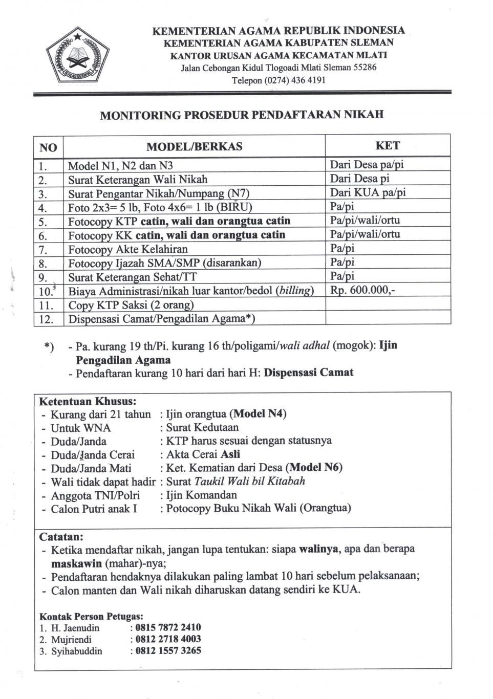 Pelayanan Pendaftaran Nikah