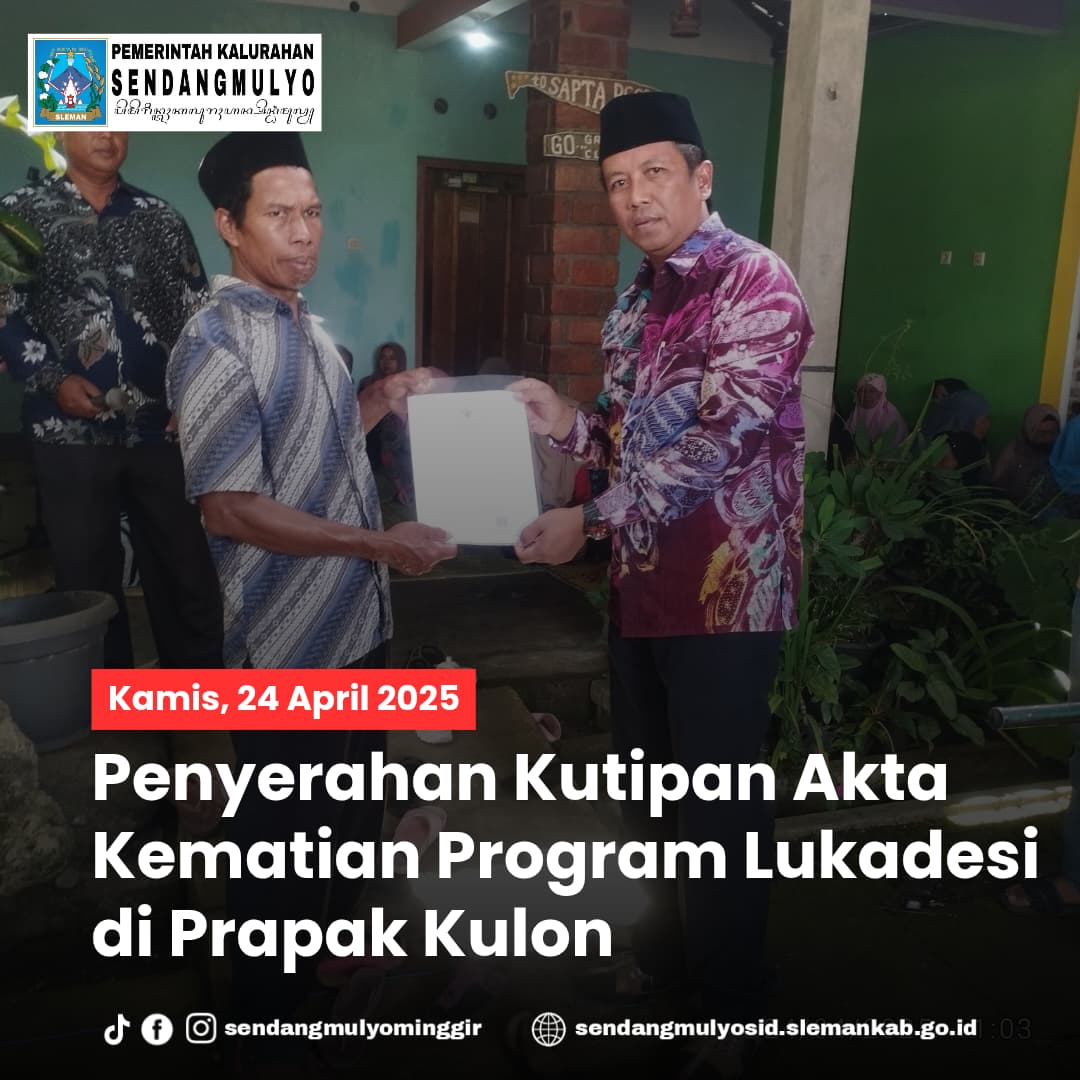 Penyerahan Kutipan Akta Kematian Program Lukadesi di Prapak Kulon